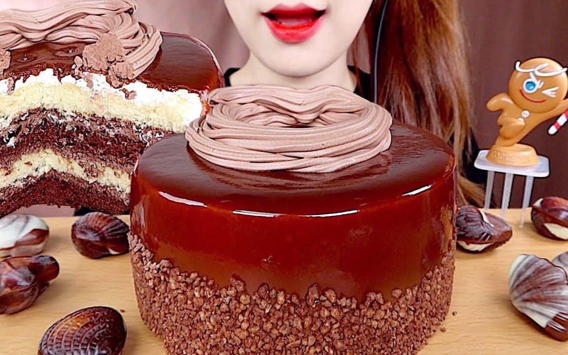 ☆ Sowon ☆（CC中字）跑跑姜饼人金沙镜面巧克力蛋糕、贝壳巧克力 食音咀嚼音