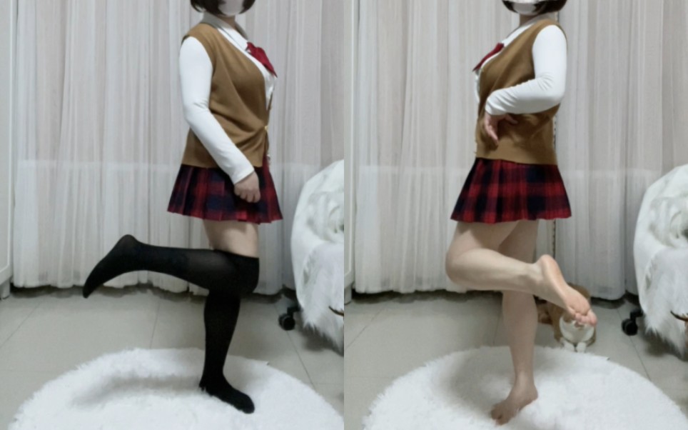 Which do you prefer, dancing with size 34 feet through knee socks or bare feet?