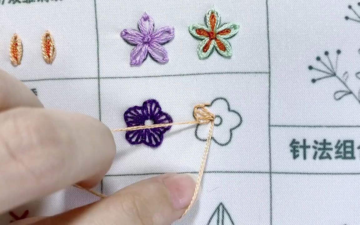 《岭悟基础》新手入门刺绣针法十：扣眼绣