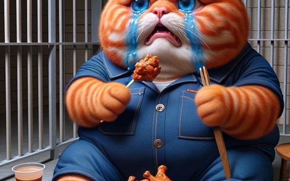 猫咪在监狱里吃得肥肥胖胖好幸福..最后还...