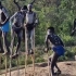 埃塞俄比亚班纳部落 孩子们从小就要学会熟练地踩高跷