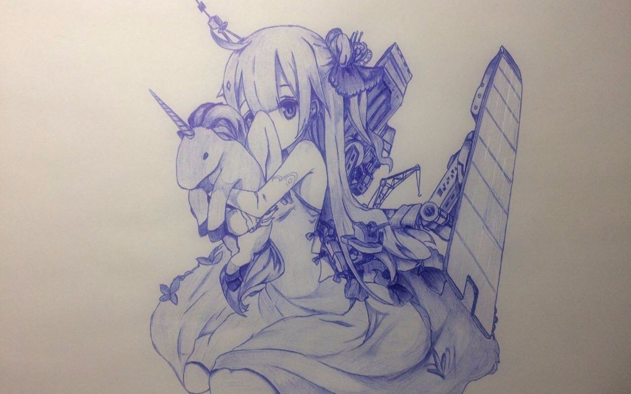 【手绘《碧蓝航线》独角兽 轻航【圆珠笔画】
