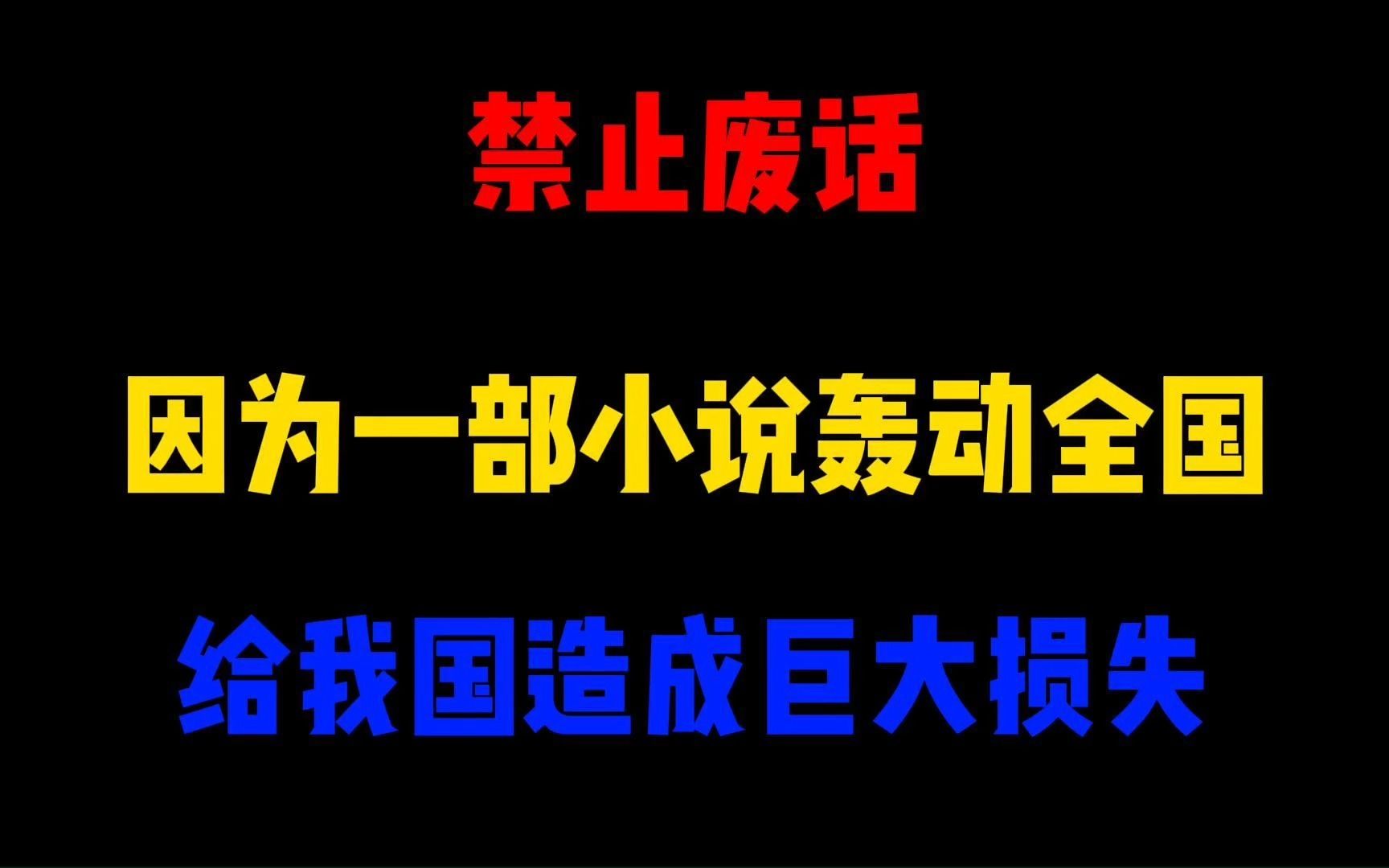 禁止废话：因为一部小说轰动全国？给我国造成巨大损失