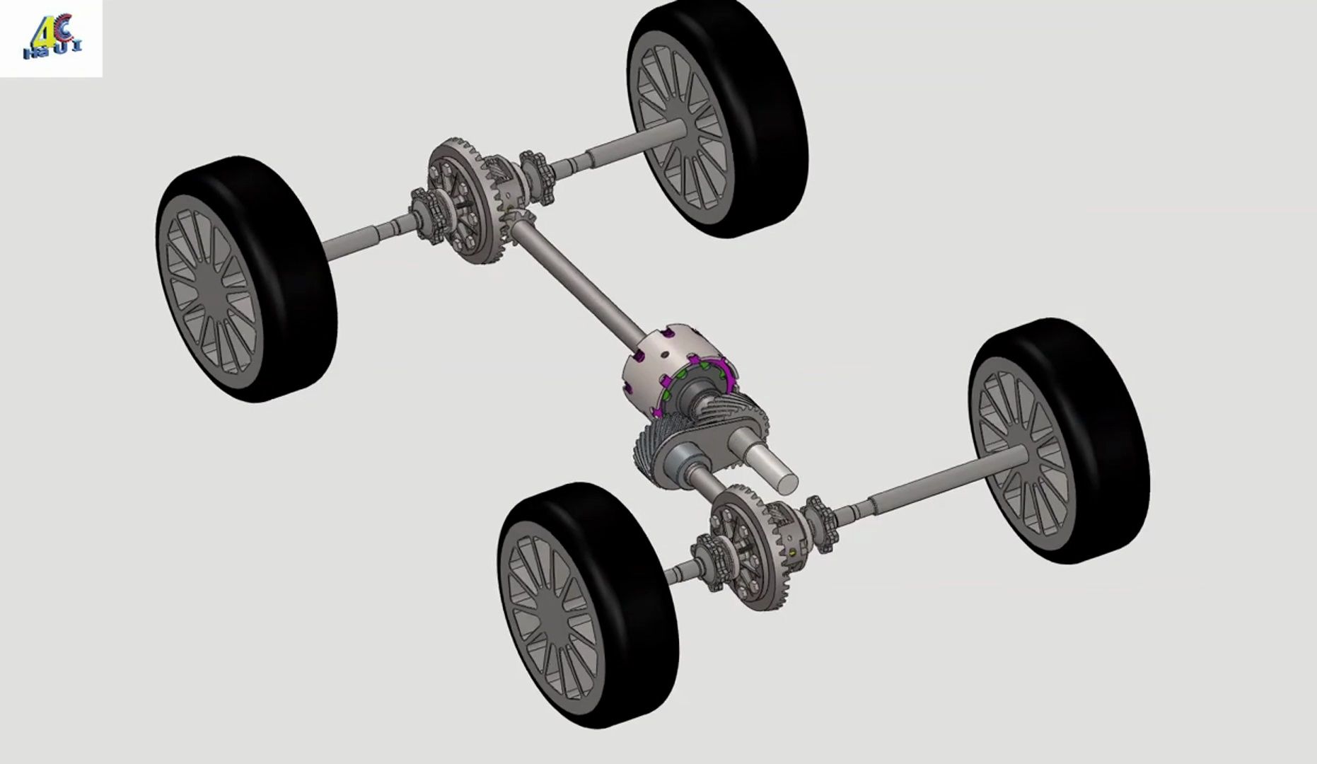 Quattro车辆底盘差速系统结构3D图纸