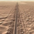 卫星地图看塔克拉玛干沙漠公路，为维护道路，开辟出上百里的绿道