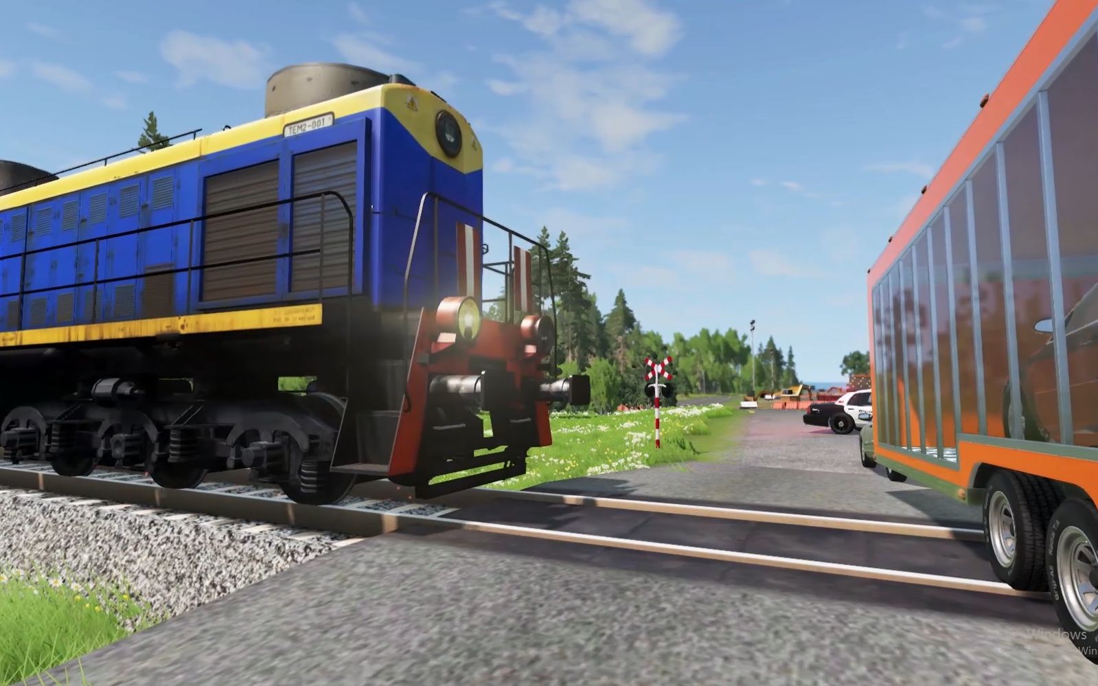 BeamNG：模拟火车道口事故