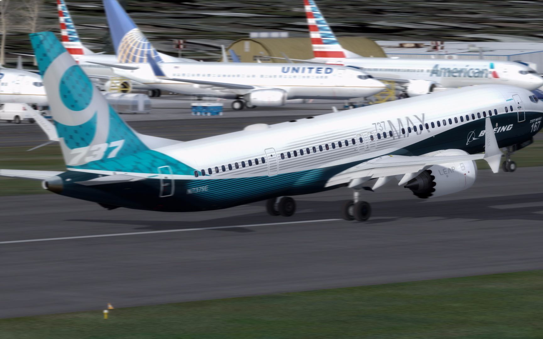 波音737max8 降落 西雅图波音飞机厂 prepar3d v4 法拓士t16000m飞行