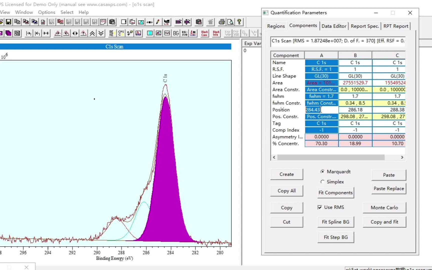 casa xps show quantification