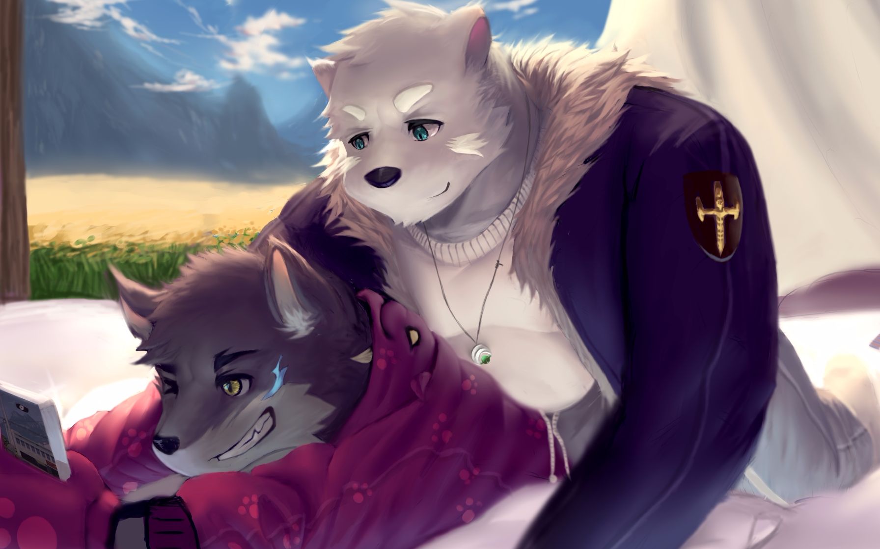 wb白熊兽人furry绘画厚涂画给爱吃dq的白龙赠图