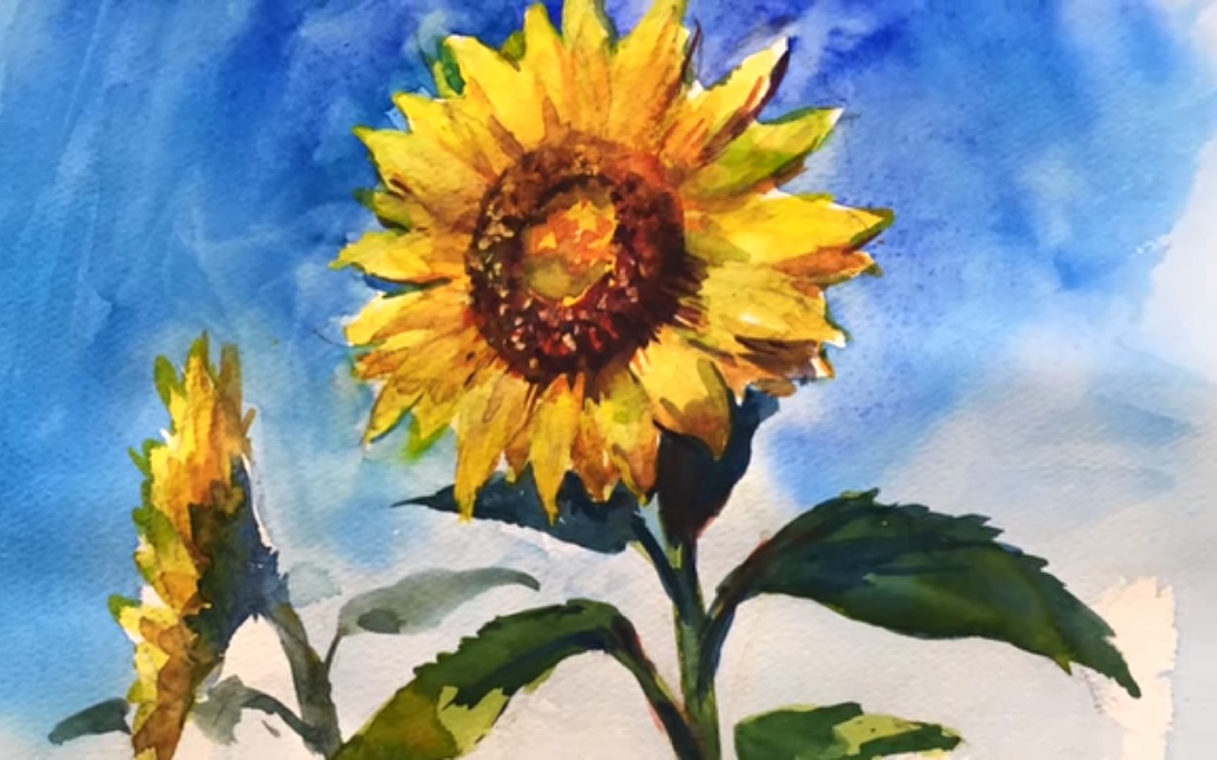 Sunflower Watercolor Painting Easy Tutorial 水彩でひまわりを簡単に描くコツ初心者 講座 哔哩哔哩 つロ干杯 Bilibili