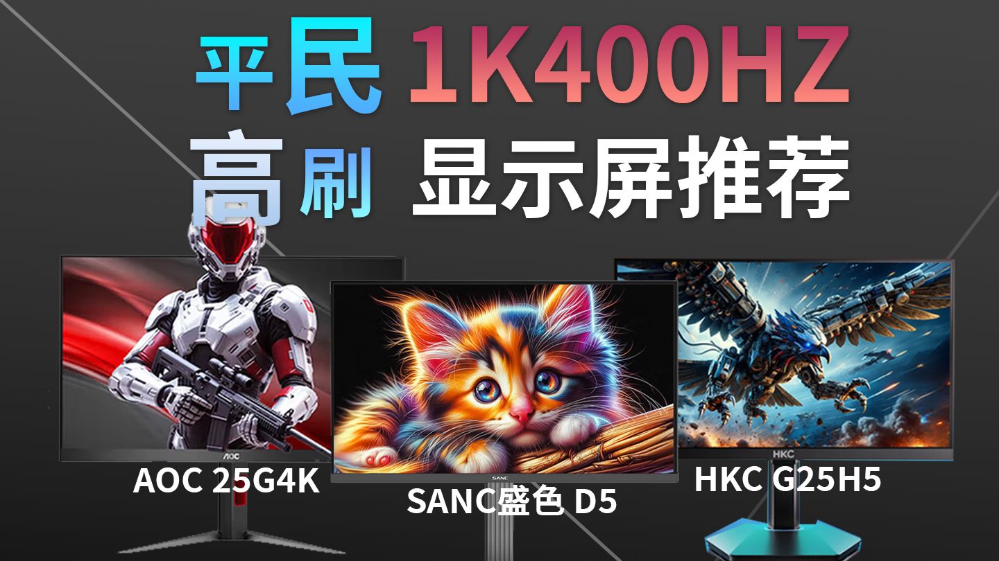 显示器横屏对比：SANC D5 / HKC G25H5 / AOC25G4K