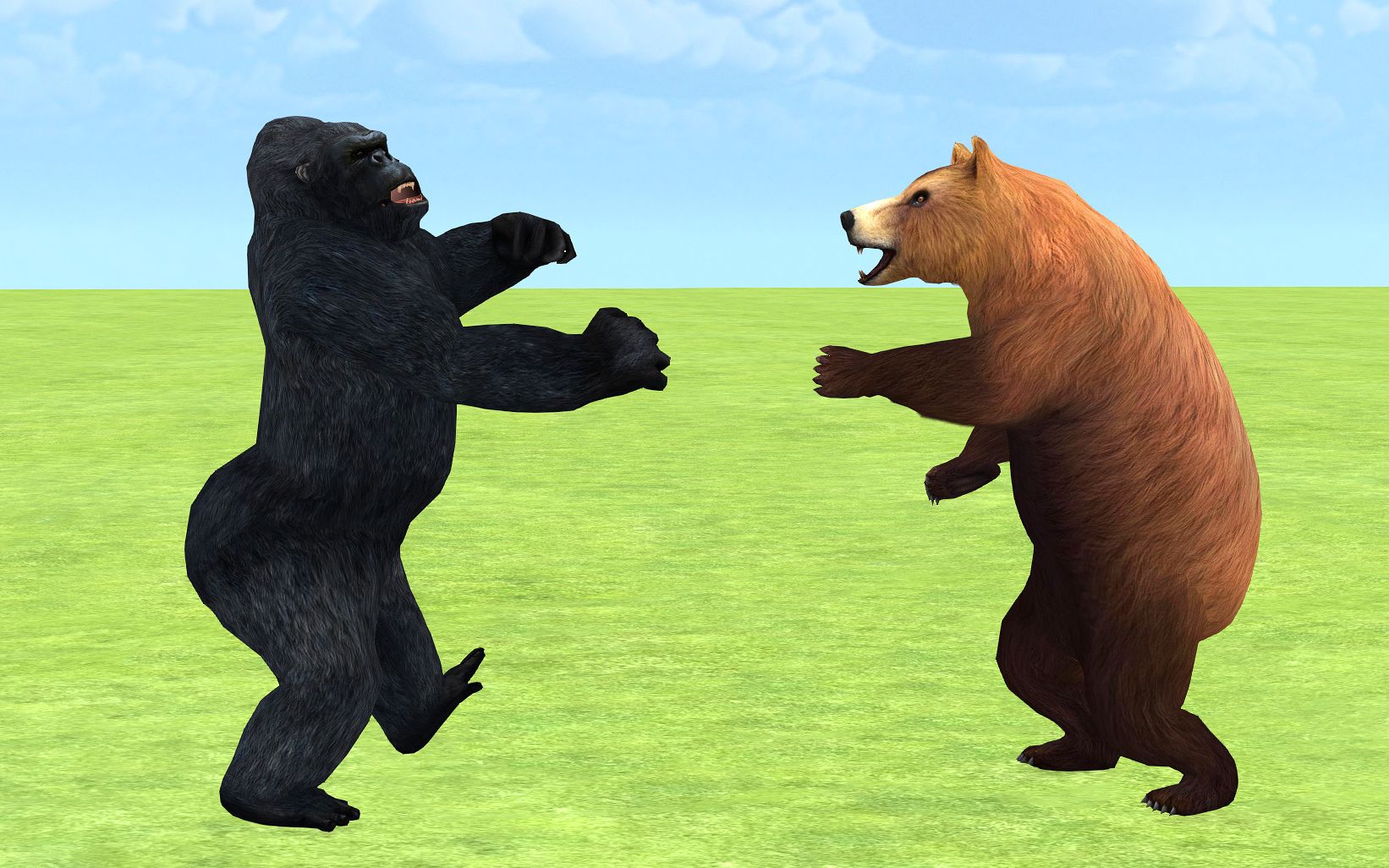 狗熊偷吃西瓜，大猩猩抓到它，激动的站了起来~学英语动画片