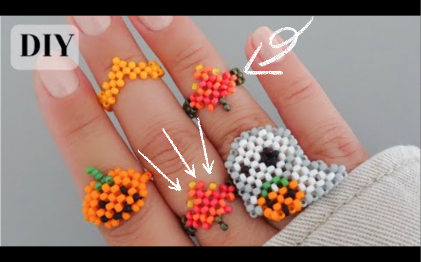 【串珠教程】米珠枫叶戒指-alegria beaded jewelry