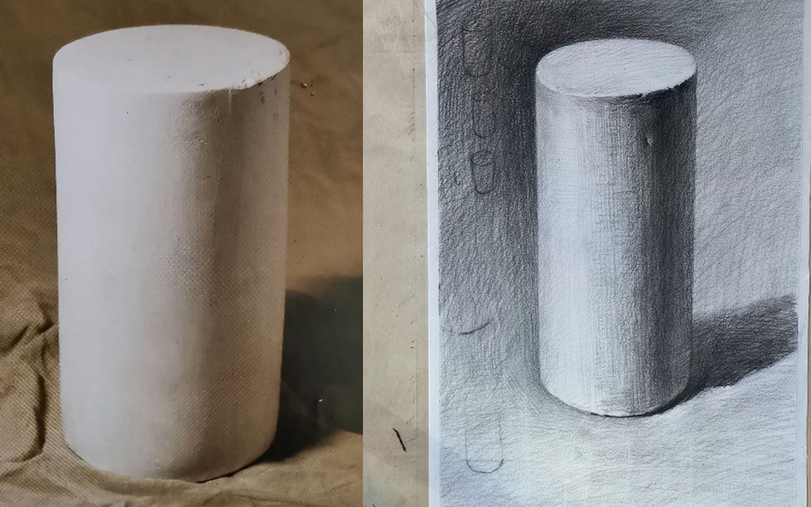 石膏圆柱体正方体组合素描教程 范画临摹步骤 - 哔哩哔哩