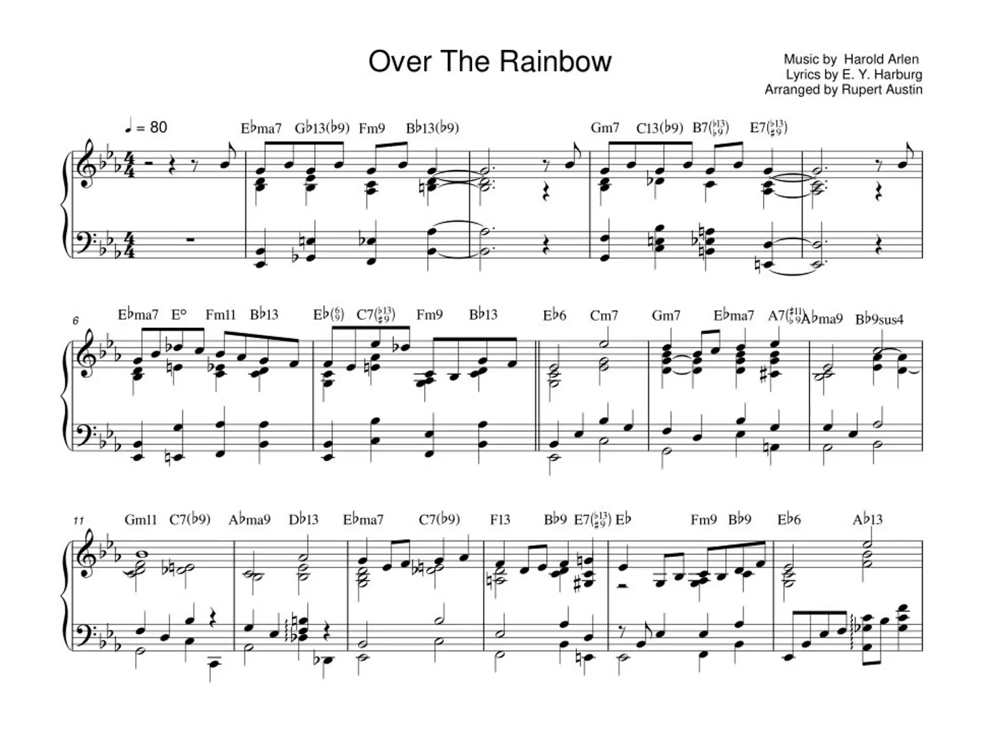 Connie Talbot Somewhere Over The Rainbow 피아노 악보