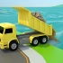 【儿童动画】锤钻机挖掘机和工程车修建防波堤工程