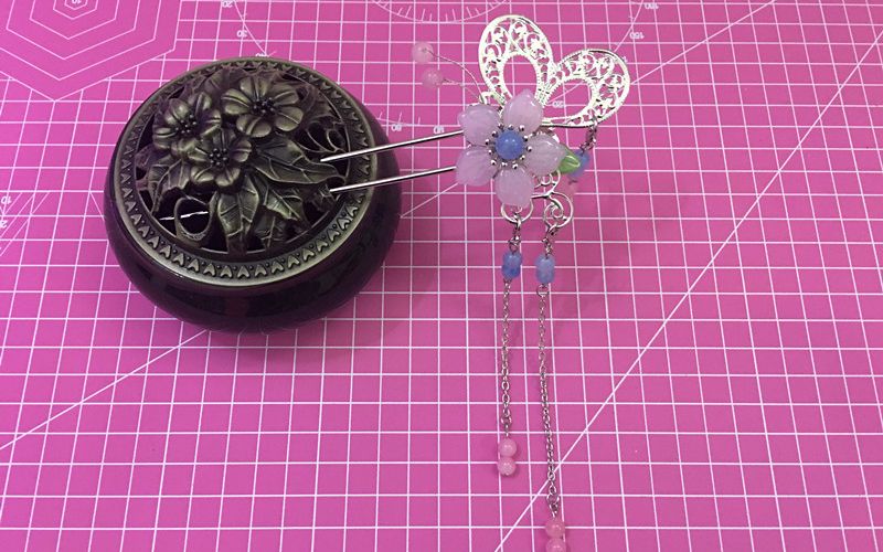 小懒猫diy工作室之古风手工发簪汉服发饰蝶恋花磨砂花瓣的制作教程