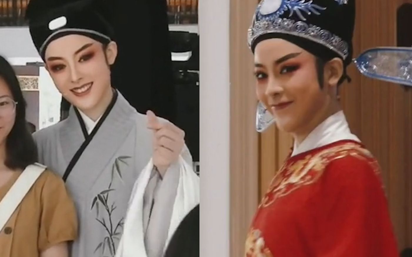 90后越剧女小生俊俏扮相走红观众争相与其合影接受采访时曾落泪