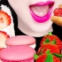 【Jane】吃播助眠 草莓甜品特辑 马卡龙&草莓奶油三明治&草莓蜜豆大福&夹心蛋卷&糯米糍