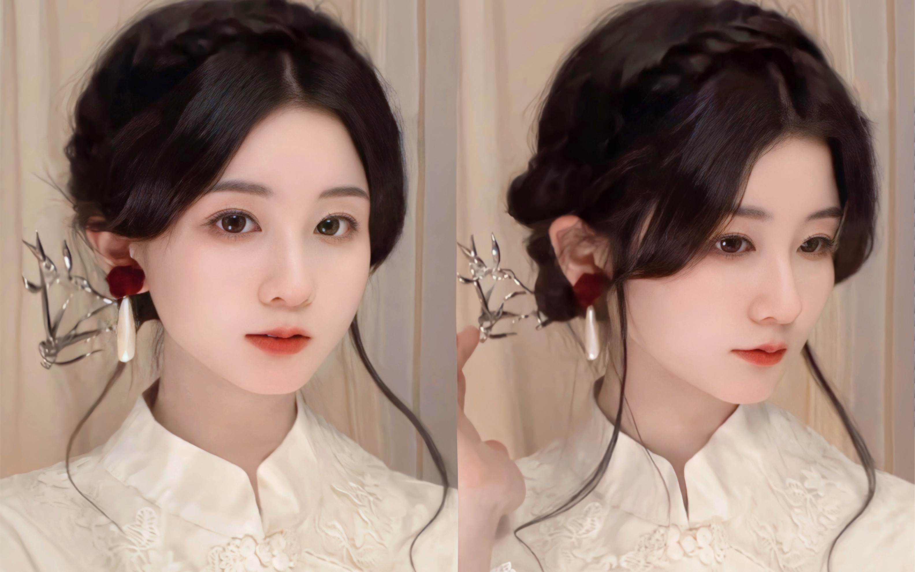 古典清冷感旗袍发型教程~超简单~