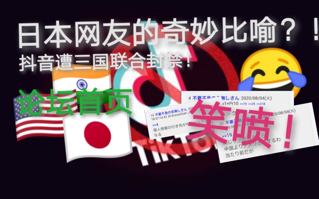 笑喷!日本网友的奇妙比喻,抖音惨遭三国联合封禁.哔哩哔哩bilibili