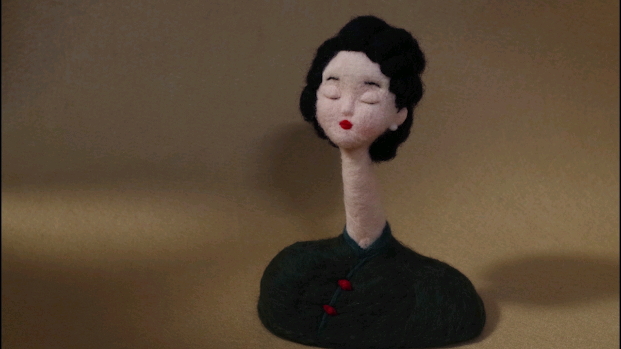 【羊毛毡】优雅旗袍美女羊毛毡雕塑过程记录