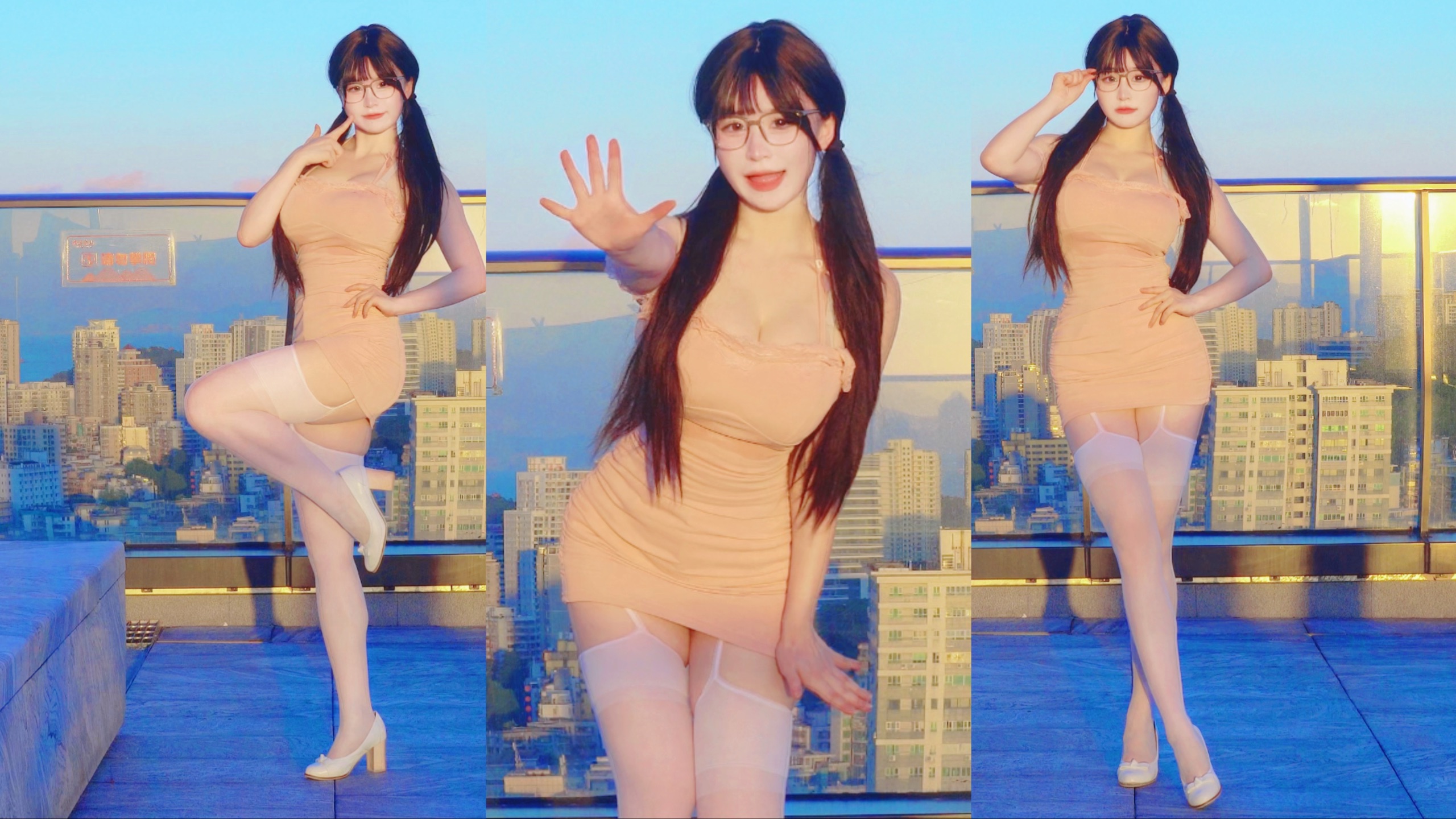 Double ponytail glasses lady 💕 watch the sunset with you ☀️