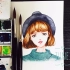 【六月水彩手绘过程】礼帽少女水彩上色过程