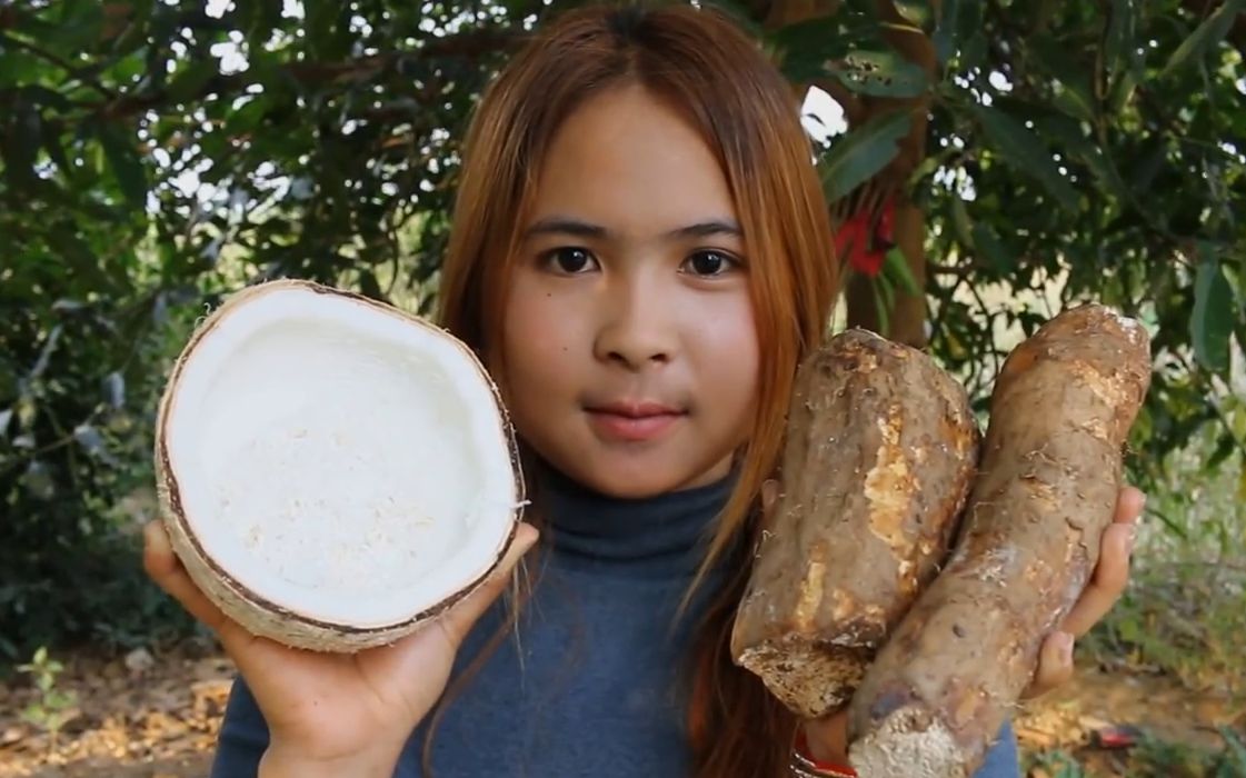 【柬埔寨乡村美食】美妞之前做过的淮山椰子西米糖水