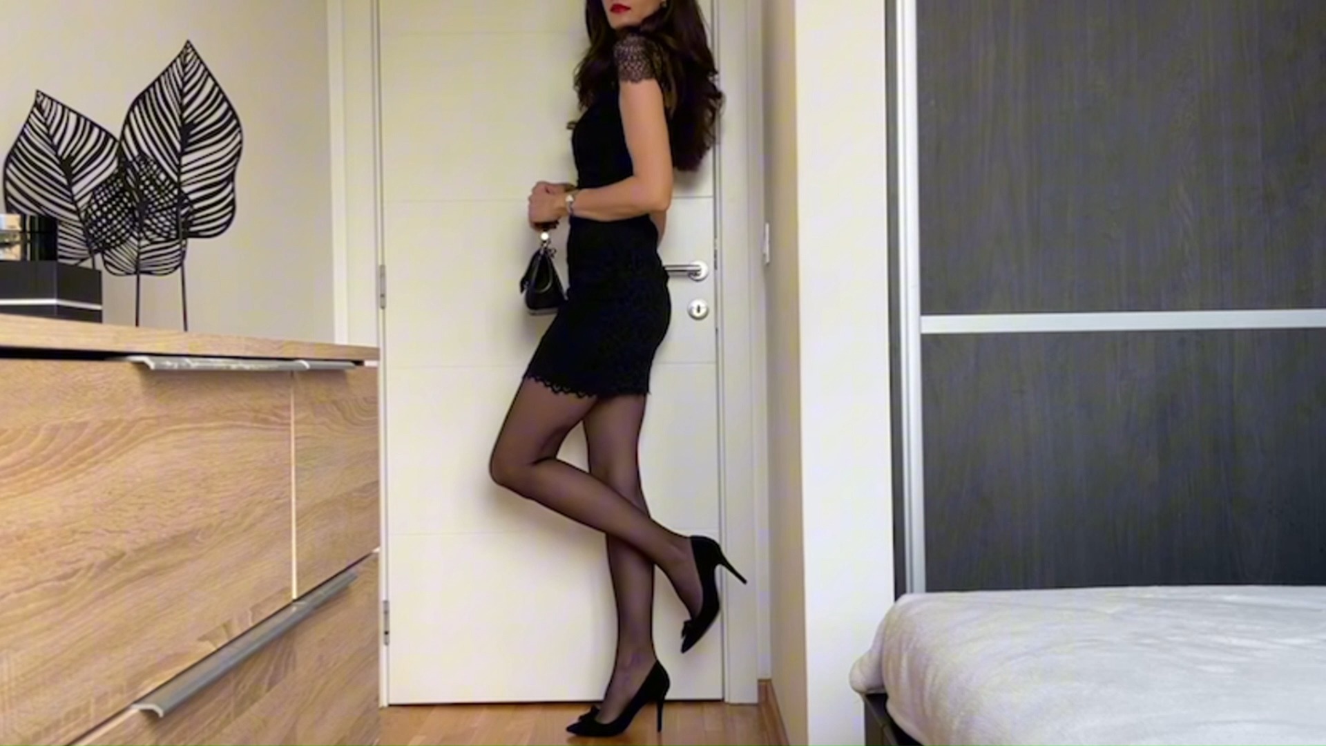 Black Silk Hipster Dress