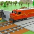 工程车动画 小火车把运输车撞坏了，救援小车对运输车救援 其他工程车在火车道上装了护栏