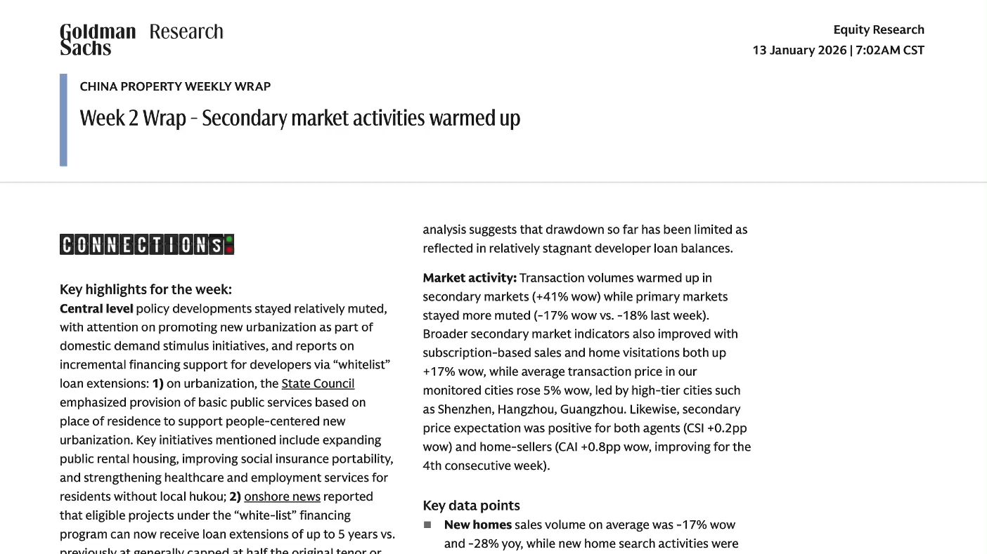 高盛闭门会：中国房地产解读 260113全网最快（推荐程度：5星推荐）