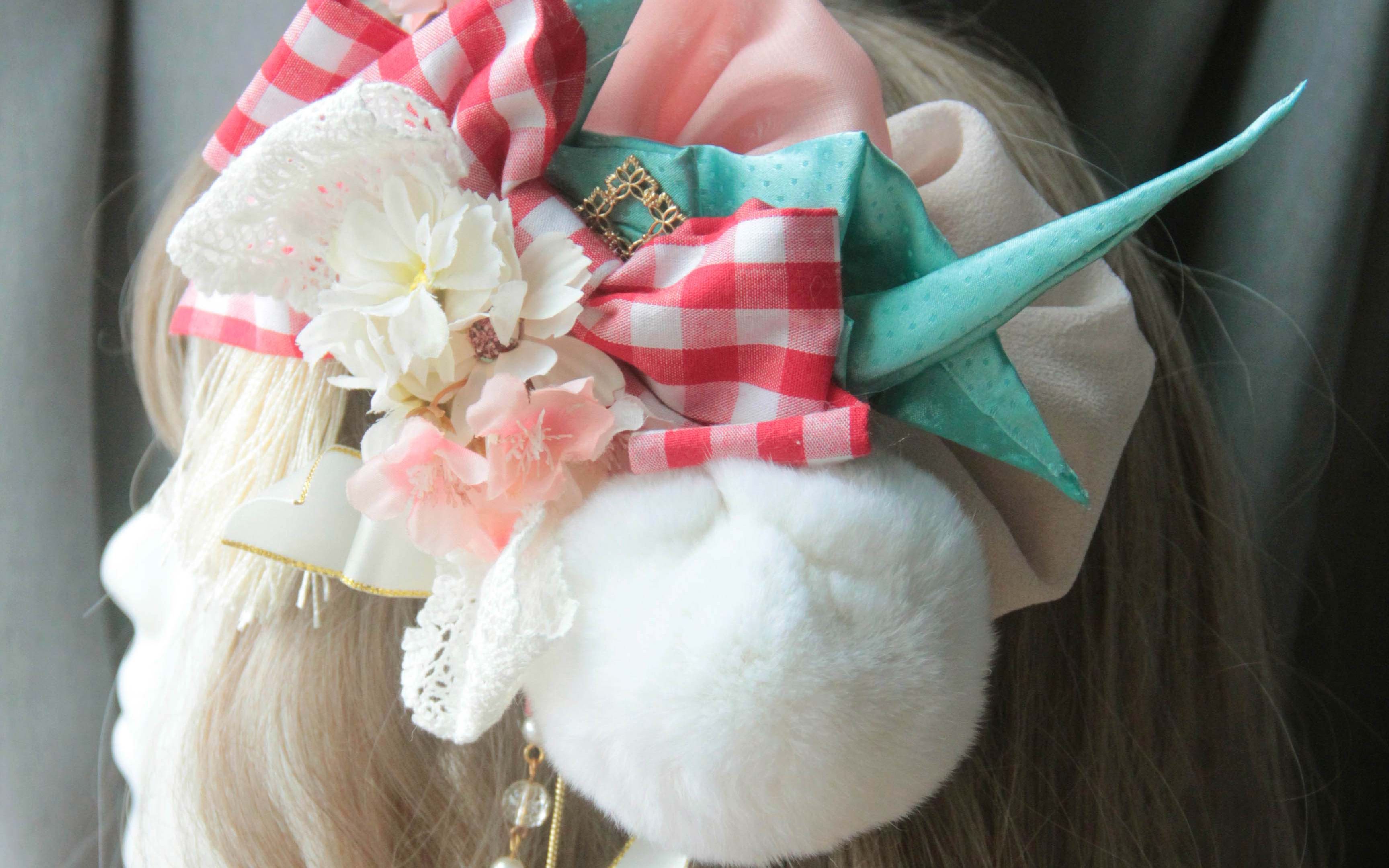 lolita和风千纸鹤头饰材料组合展示_哔哩哔哩_bilibili