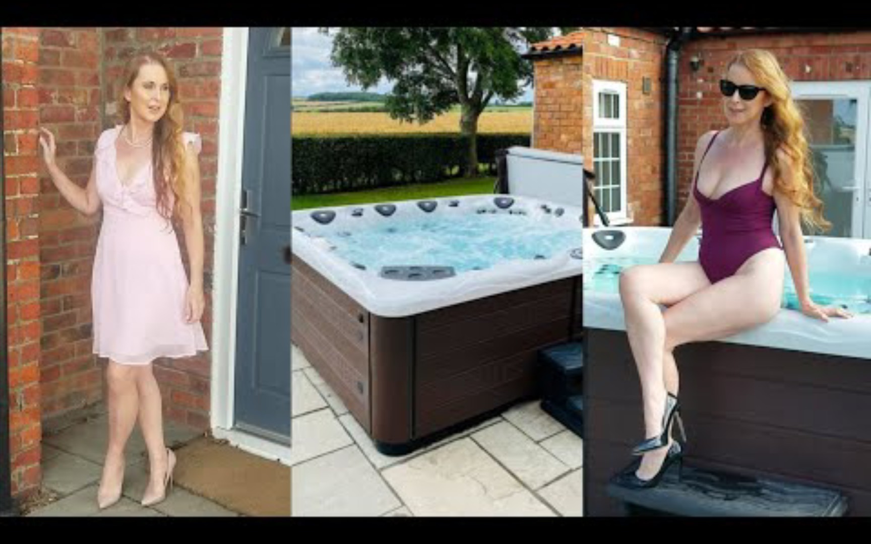 Follow your old aunt as she visits a luxury cabin: the lure of the hot tub!