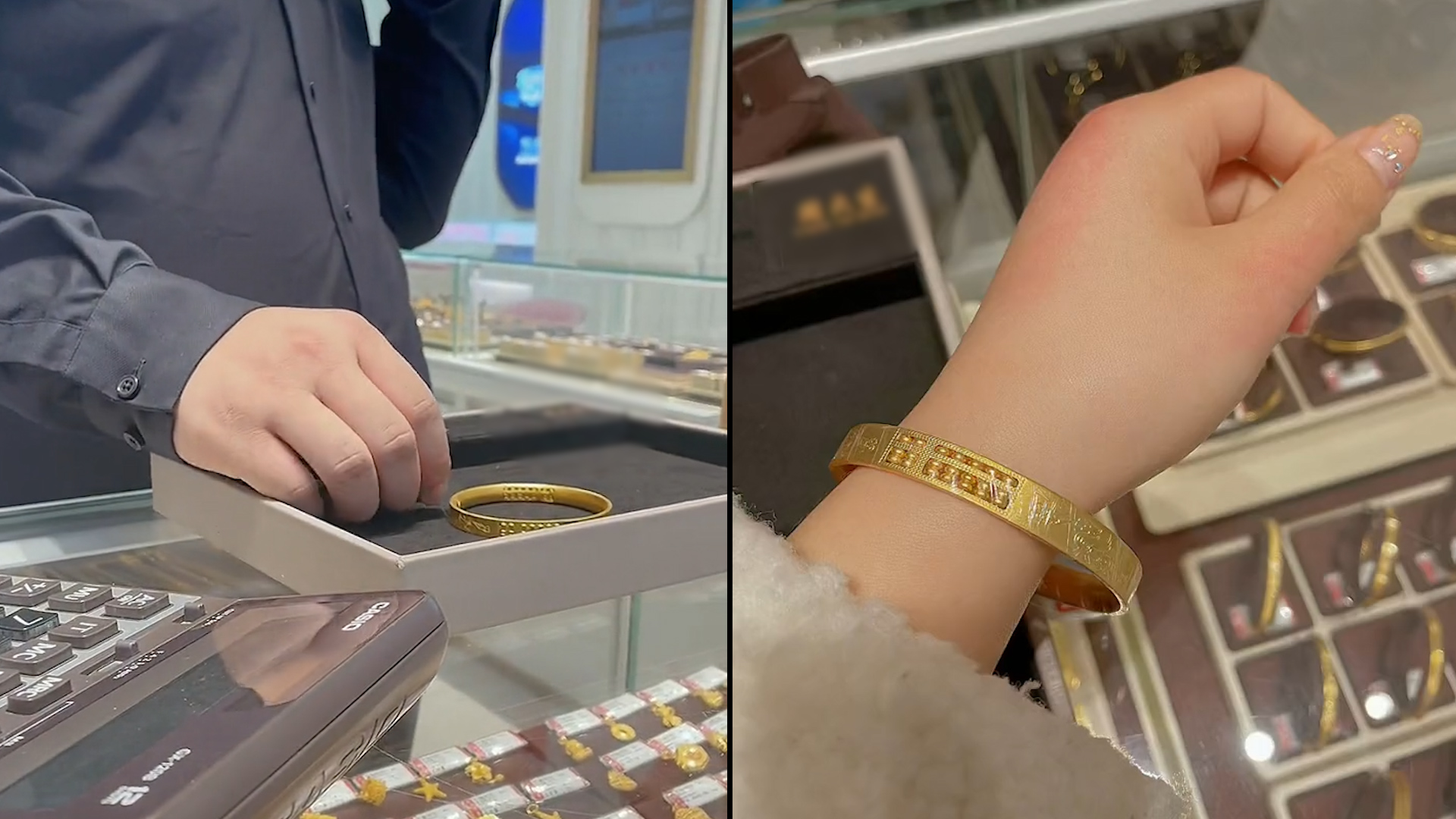 夫妻逛黄金店，丈夫不慎把金手镯捏变形，二人无奈花18000元买下