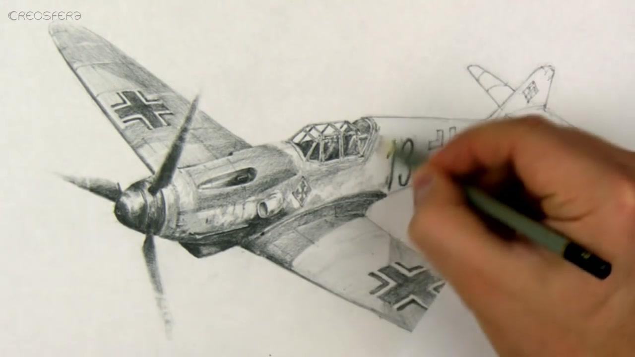 【铅笔画教程】如何画一架bf-109战斗机