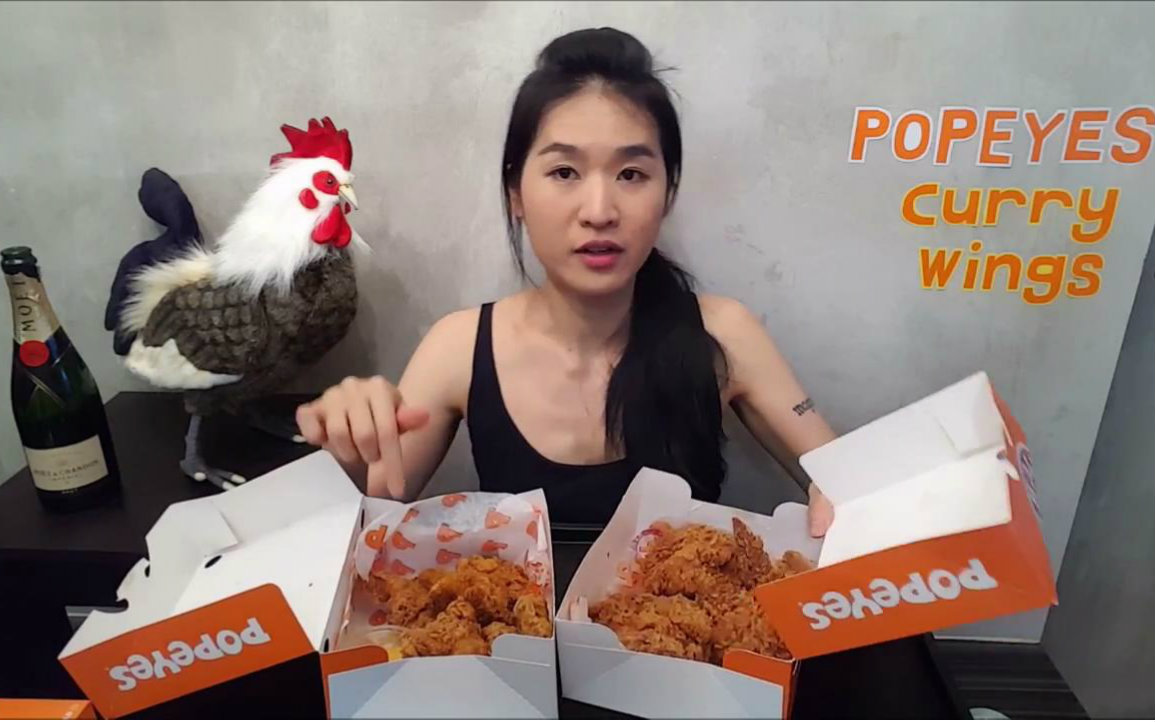 【英文吃播】peggie吃popeyes炸鸡,薯条