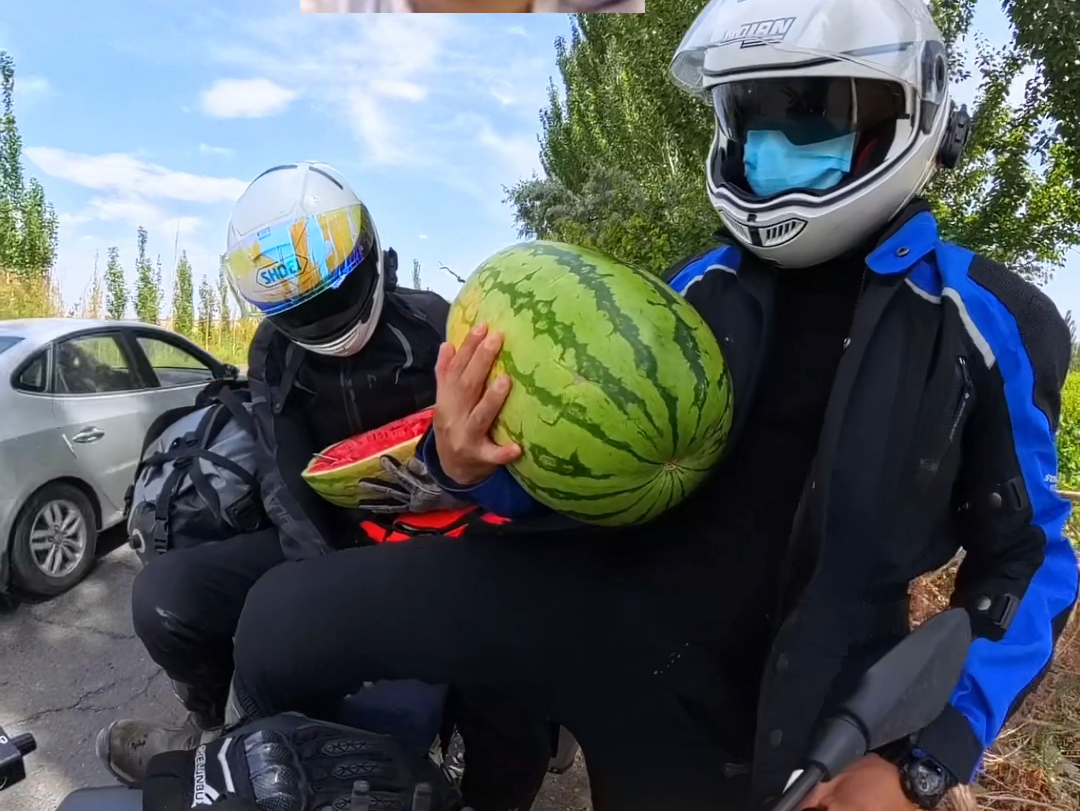2元 二十斤一个的西瓜，只有新疆了吧～ #新疆西瓜 #摩旅新疆