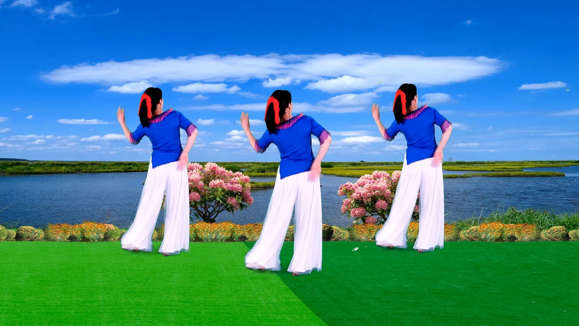 广场舞背面示范《山沟沟的姑娘》欢歌美舞，醉人心田