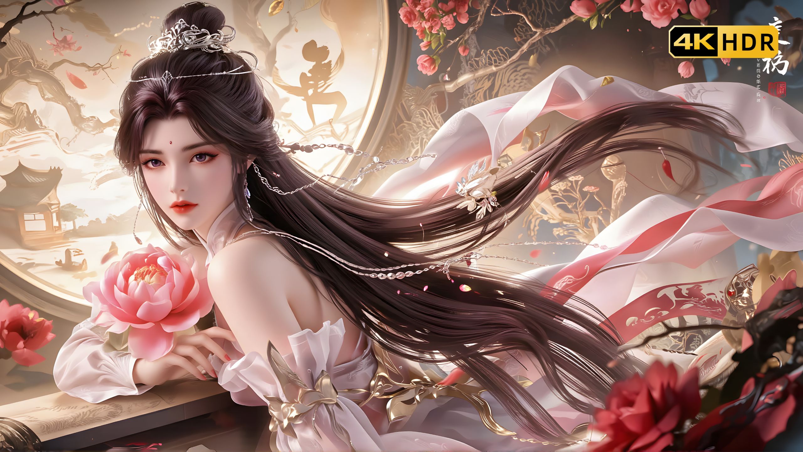 国漫女神《完美世界》月婵4K HDR高清手机动态壁纸：清冷仙子，月下禅心的极致美学