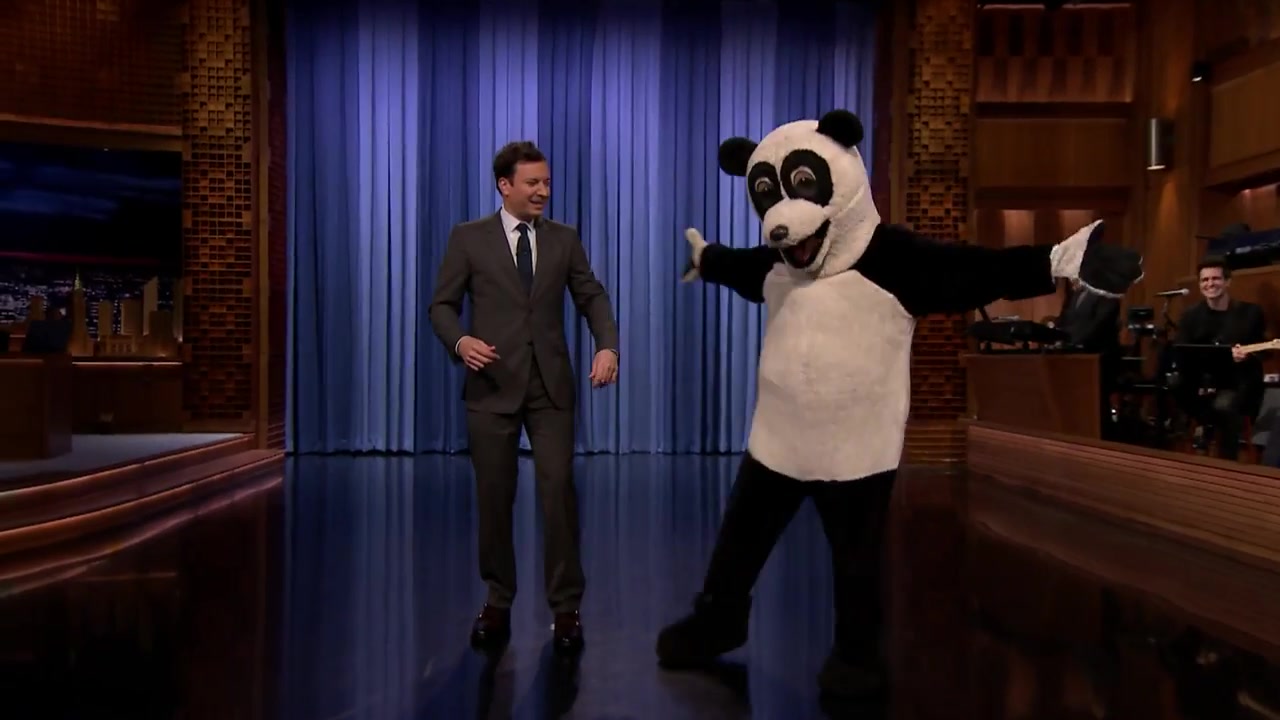 miley cyrus crashes the tonight show as hashtag the panda