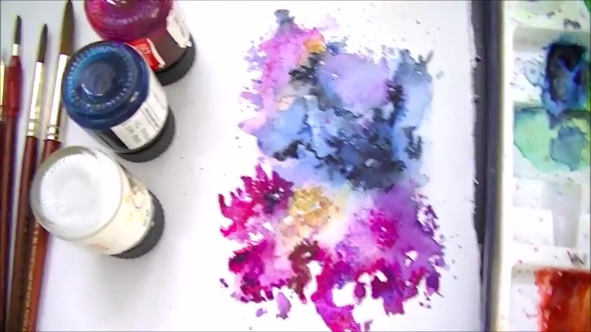 水彩画。抽象「ポリフォ二ーF4−1」