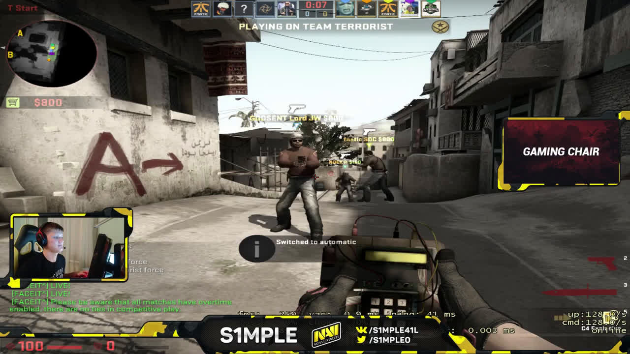 csgo - s1mple plays fpl on dust 2 with olofmeister and jw