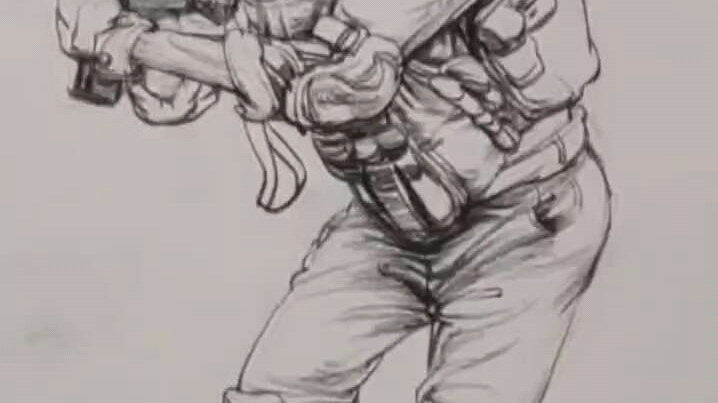 活动作品湄公河行动运动中的士兵速写3