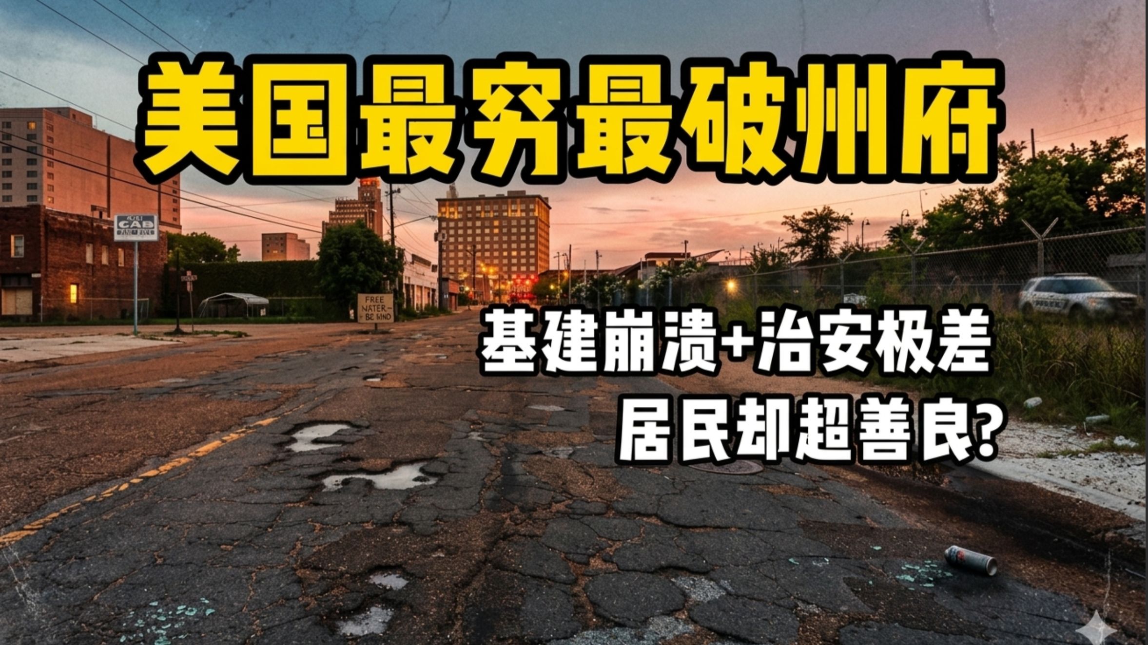 勇闯美国最穷最破州府：满街陨石坑+治安极差，居民却出奇善良？
