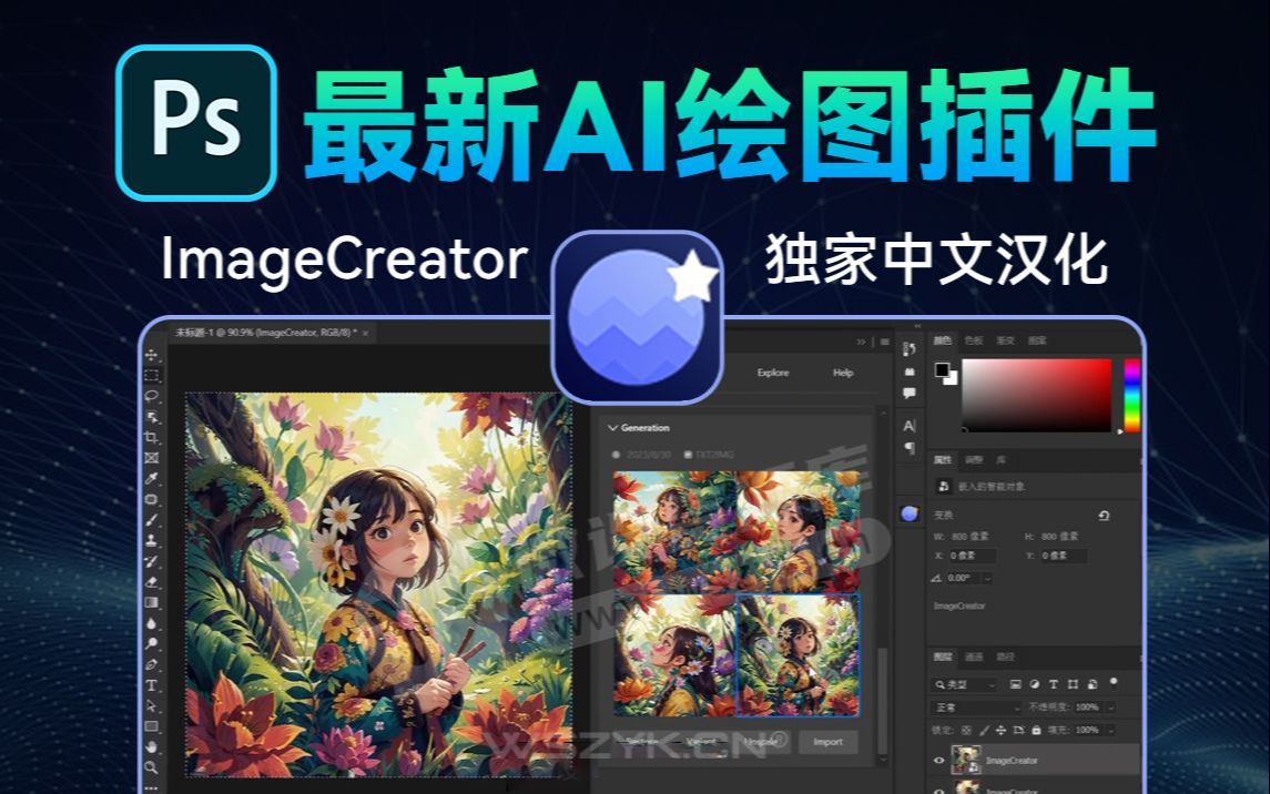 全网首发！PS智能插件ImageCreator中文汉化版来了，还要什么AI创成式填充，附带免费安装包！！