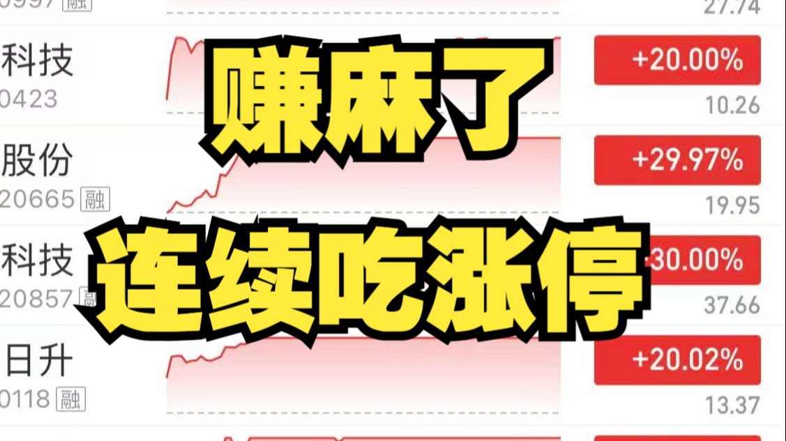 连续涨停，这波赚麻了