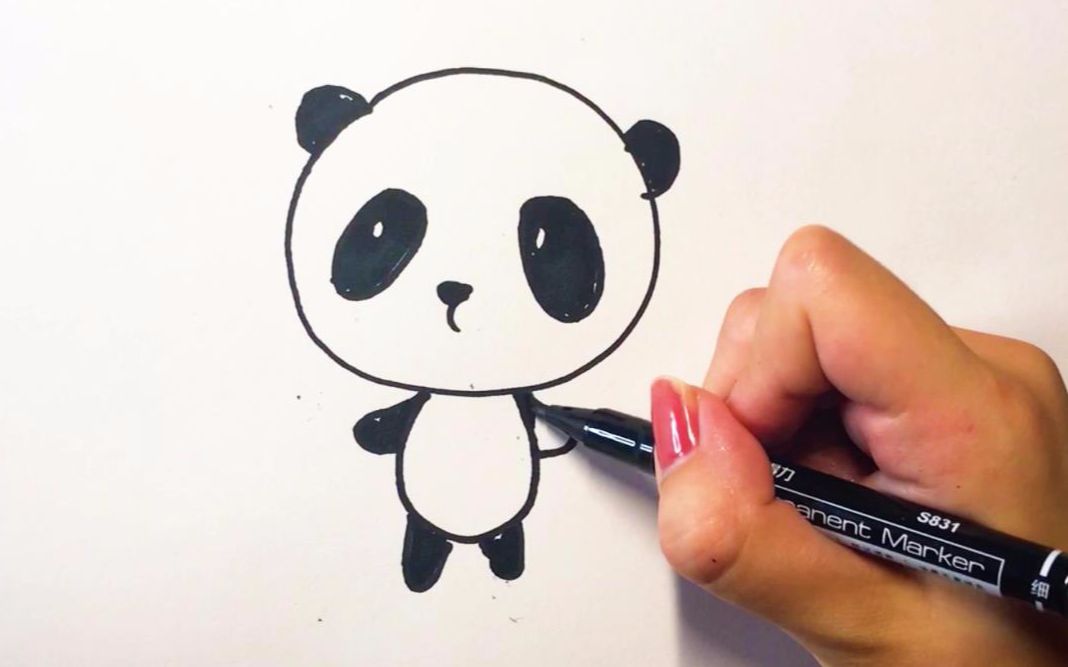 简单的儿童简笔画教程,几笔画出一个可爱的小熊猫,为孩子收藏吧