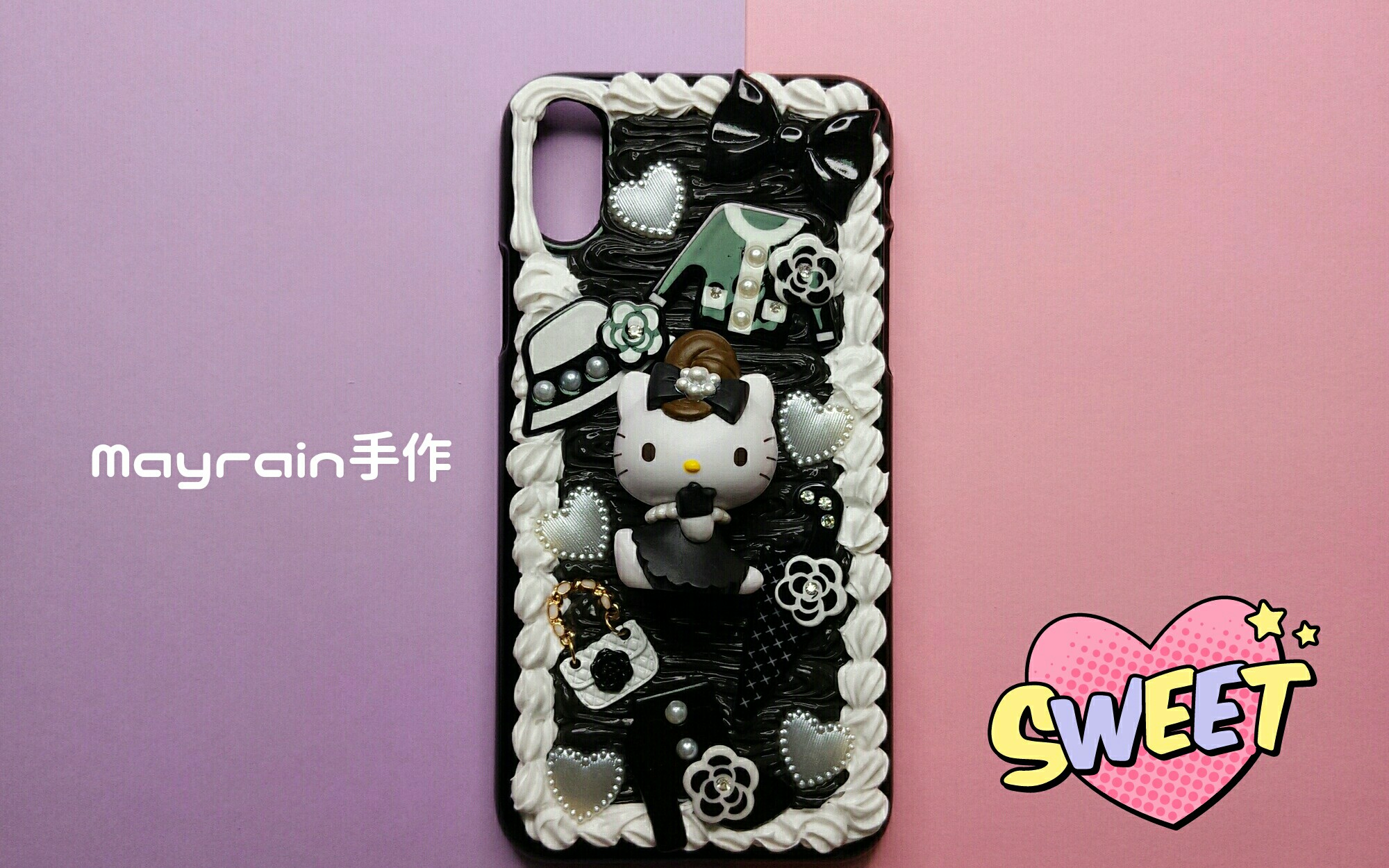 【奶油胶手机壳制作】赫本风hello kitty