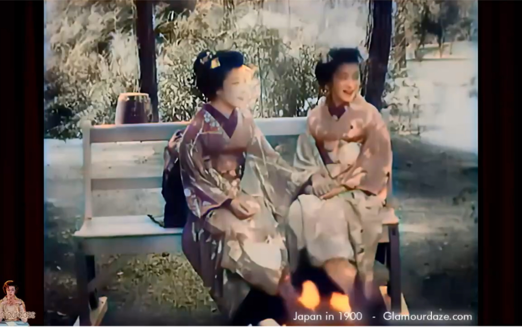 一百多年前的日本艺妓真实影像，长相矮小，和小学生差不多高